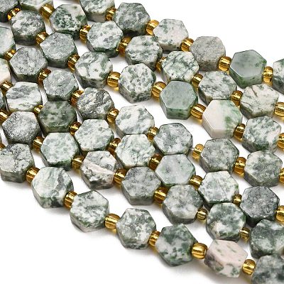 Natural Green Spot Jasper Beads Strands G-F833-B05-01-1
