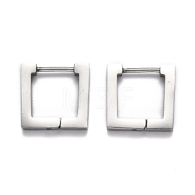 Tarnish Resistant 304 Stainless Steel Square Huggie Hoop Earrings STAS-H156-09B-P-1