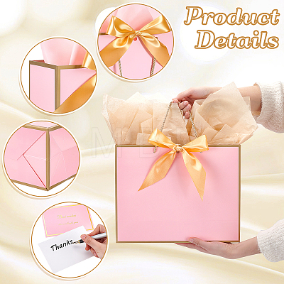 20Pcs 3 Styles Paper Gift Tote Bags with Polyester Gold Ribbon ABAG-WA0001-36A-1