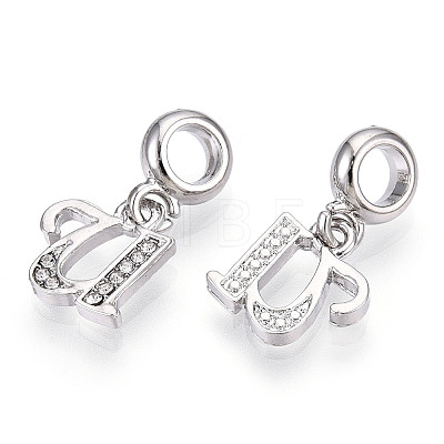 Platinum Rack Plating Alloy Rhinestone European Dangle Charms PALLOY-T048-36P-U-1