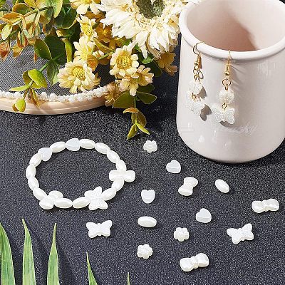 400Pcs 5 Style ABS Plastic Imitation Pearl Beads KY-FH0001-13-1