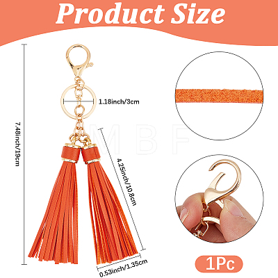 1Pc PU Leather Tassel Keychains KEYC-CL0001-50A-1