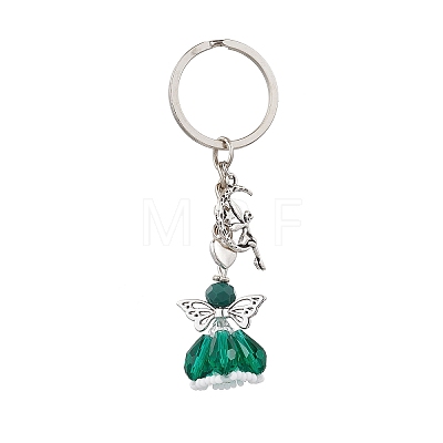 Glass & Tibetan Style Alloy Keychain KEYC-MZ00037-08-1