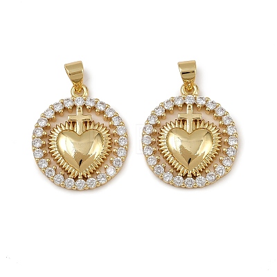 Brass Micro Pave Cubic Zirconia Pendants KK-I358-068G-02-1
