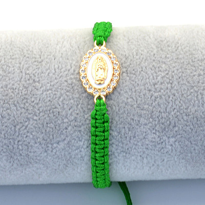 Religion Alloy Rhinestone and Enamel Link Bracelets FS-WG5574D-14-1
