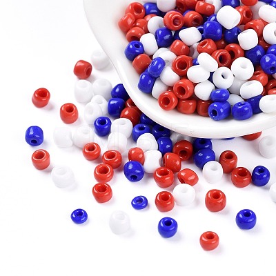 300G 6500pcs 3 Colors Independence Day Glass Seed Beads SEED-LS0001-01-1