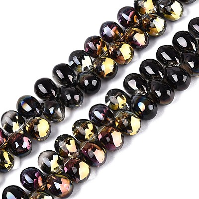 Electroplate Baking Paint Transparent Glass Beads Strands GL-N005-02A-C03-1