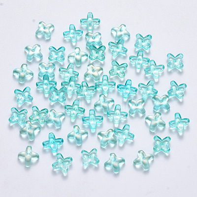 Transparent Spray Painted Glass Beads GLAA-R211-06-C03-1