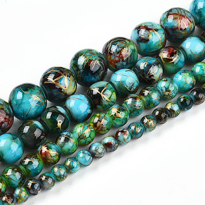 Baking Paint Glass Beads Strands LS-DGLA-N003-8mm-B08-1