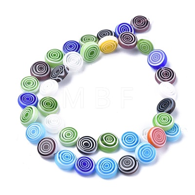 Flat Round Handmade Millefiori Glass Beads LK-R004-49-1