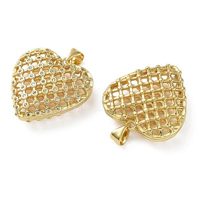 Brass Micro Pave Clear Cubic Zirconia Pendants KK-D221-19G-09-1