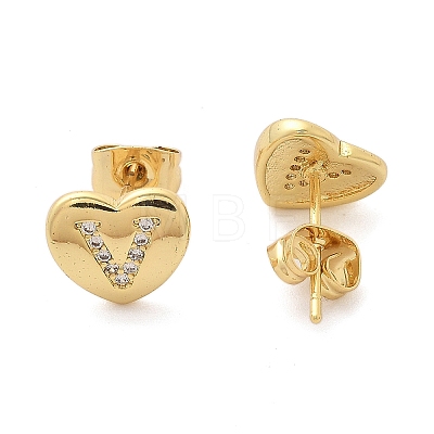 Rack Plating Brass Micro Pave Clear Cubic Zirconia Stud Earrings EJEW-K299-01G-V-1