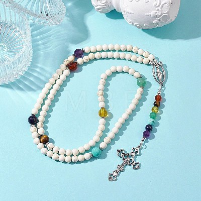 Round Gemstone Beaded Necklaces NJEW-TA00144-1