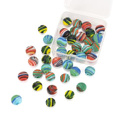 40Pcs 4 Colors Handmade Frosted Lampwork Beads LAMP-LS0001-06-1