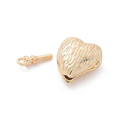 Brass Heart Box Clasps KK-U052-29G-1