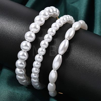 Plastic Pearl Beaded Bracelets for Women BJEW-L716-02G-1