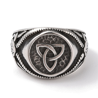 Viking 304 Stainless Steel Triquetra/Trinity Knot Wide Finger Rings for Men RJEW-U005-12AS-1