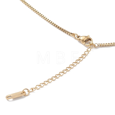 304 Stainless Steel Rectangle Pendant Necklace with Box Chains for Women NJEW-I123-02B-1