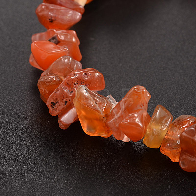 Chips Natural Carnelian Beaded Stretch Bracelets X-BJEW-JB01826-04-1