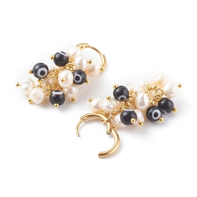 Natural Pearl Cluster Earrings EJEW-JE04515-1