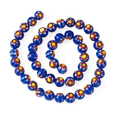 1Strand Round Millefiori Glass Beads Strands LK-TADJ0001-01B-1
