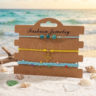 Summer Beach Style Adjustable Synthetic Green Turquoise Imperial Stone Beaded Bracelet Set UQ9789-2-1