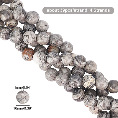 CHGCRAFT 4 Strands Natural Map Stone/Picasso Stone/Picasso Jasper Beads Strands G-CA0001-18-1