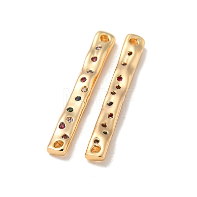 Brass Pave Colorful Cubic Zirconia Connector Charms KK-K378-13G-1