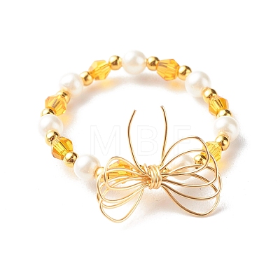 Imitate Austrian Crystal Bicone Glass Beaded Finger Rings RJEW-TA00003-01-1