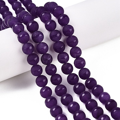 Frosted Natural White Jade Beads Strands G-T138-8mm-209F-1