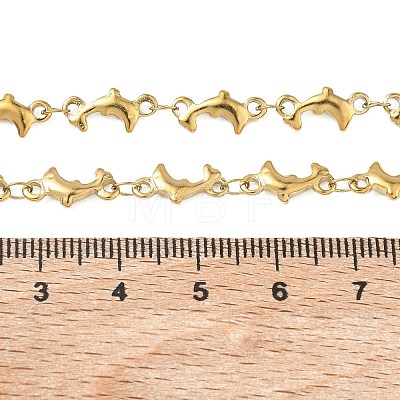 304 Stainless Steel Dolphin Link Chain Necklaces for Women NJEW-G201-02G-1