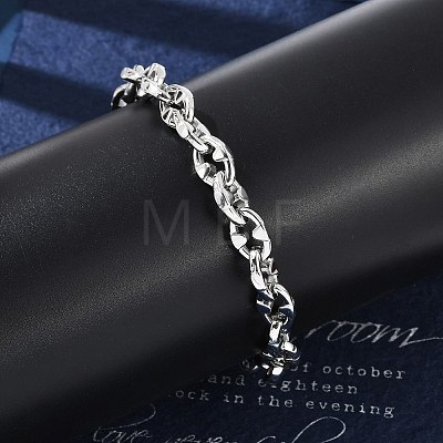 304 Stainless Steel Oval Link Chain Bracelets for Women Men BJEW-F488-48A-P-1