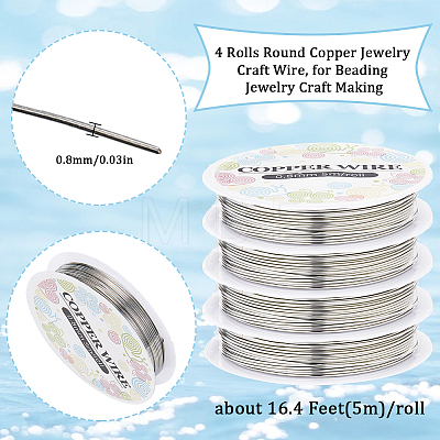 SUNNYCLUE 4 Rolls Copper Jewelry Craft Wire CWIR-SC0001-05-1