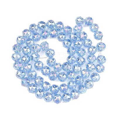 Electroplate Transparent Glass Beads Strands GLAA-H040-01C-1