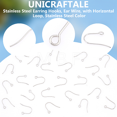 Unicraftale 300Pcs 316L Surgical Stainless Steel Earring Hooks STAS-UN0054-48-1