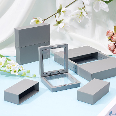 3 Bags 3 Styles Square Transparent PE Thin Film Suspension Jewelry Display Box CON-TA0001-38F-1