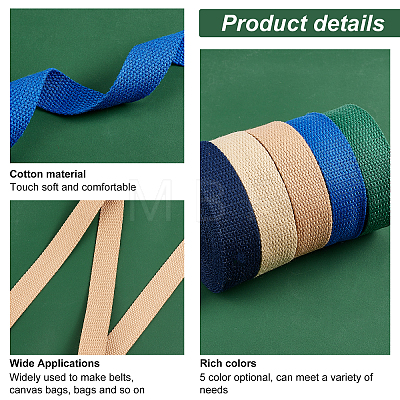   5 Rolls 5 Colors Flat Polyester Cord/Band OCOR-PH0001-76-1