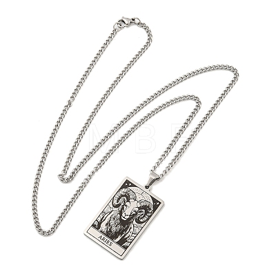 Non-Tarnish 304 Stainless Steel Tarot Pendant Necklaces NJEW-A026-01P-01-1