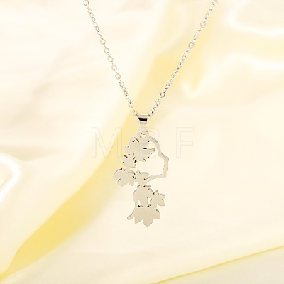 304 Stainless Steel 3D Maple Leaf Human Pendant Necklaces for Women WG5264D-02-1