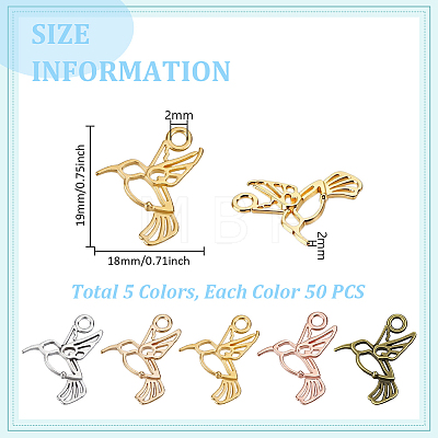 250Pcs 5 Colors Zinc Alloy Pendants FIND-GA0008-61-1
