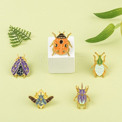 5Pcs 5 Style Alloy Enamel Brooches JEWB-LS0001-17-1