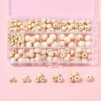 241Pcs 5 Styles Natural Unfinished Wood Beads WOOD-FS0002-36-1