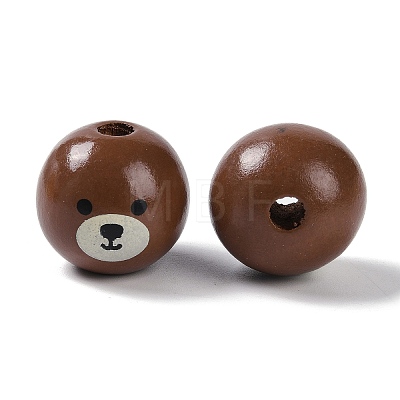 Animal Themes Printed Wood European Beads WOOD-M013-01C-1