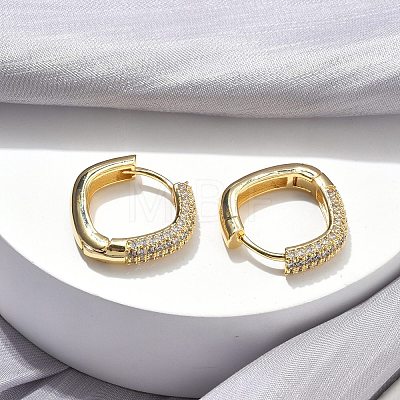 Brass Micro Pave Clear Cubic Zirconia Hoop Earrings EJEW-C182-07A-G-1