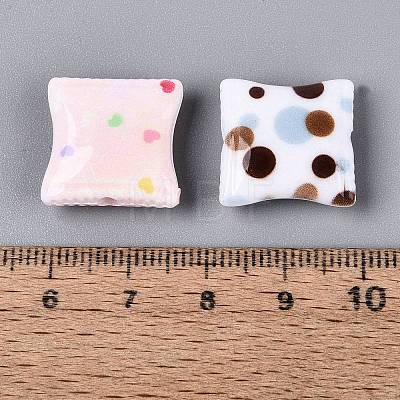 Printed Opaque Acrylic Beads OACR-Q199-02-1