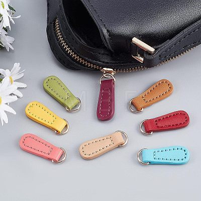 CHGCRAFT 8Pcs 8 Colors Cattlehide Zipper Heads FIND-CA0005-17-1