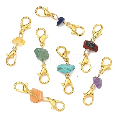 28Pcs 7 Styles Natural & Synthetic Mixed Gemstone Chip Bead Connector Charms PALLOY-JF05612-02-1