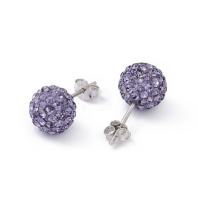 Gifts for Her Valentines Day 925 Sterling Silver Austrian Crystal Rhinestone Ball Stud Earrings for Girl Q286H221-1