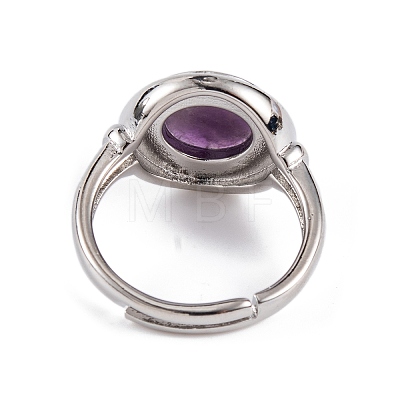 Natural Amethyst Round Adjustable Rings RJEW-K271-04P-08-1