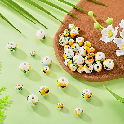 40Pcs 4 Styles Handmade Porcelain Beads PORC-TADJ0001-08A-1
